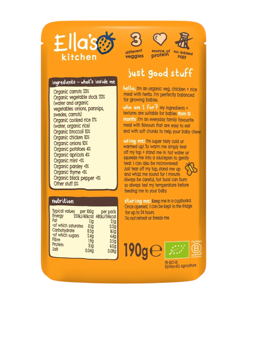 Ella’s Kitchen Chicken Casserole with Thyme baby food for 10 months and older