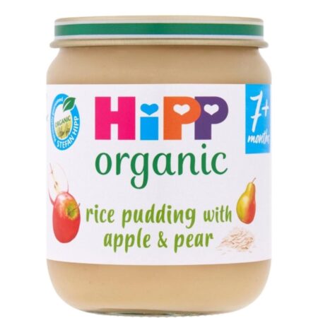 HIPP ORGANIC RICE PUDDING WITH APPLE & PEAR BABY FOOD JAR 7+ months 160g