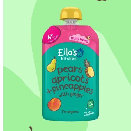 ELLAS KITCHEN PEAR APRICOT PINEAPPLE AND GINGER PUREE(4M+)