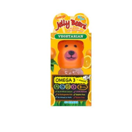 JELLY BEARS VITAMIN FRUIT BEAR GUMMIES ORANGE FLAVOUR WITH OMEGA (60) 3YRS+