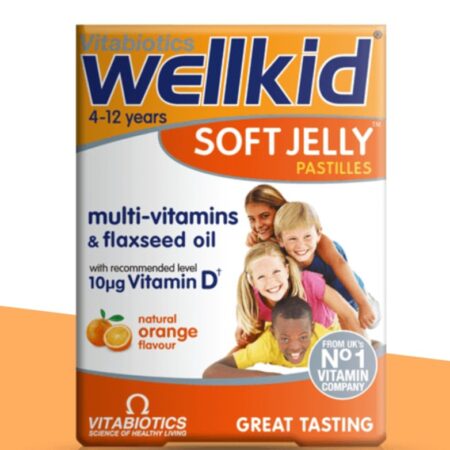 WELLKID SOFT- JELLY PASTILLES (MULTIVITAMIN-FLAXSEED OIL)4-12YEARS