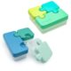 melii Puzzle Bento Box Food Storage Container, 3 Compartments, 28.6 Ounce (Blue, Mint & Lime)