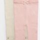 Pink & Oatmeal Ribbed Knitted Leggings 2 packs