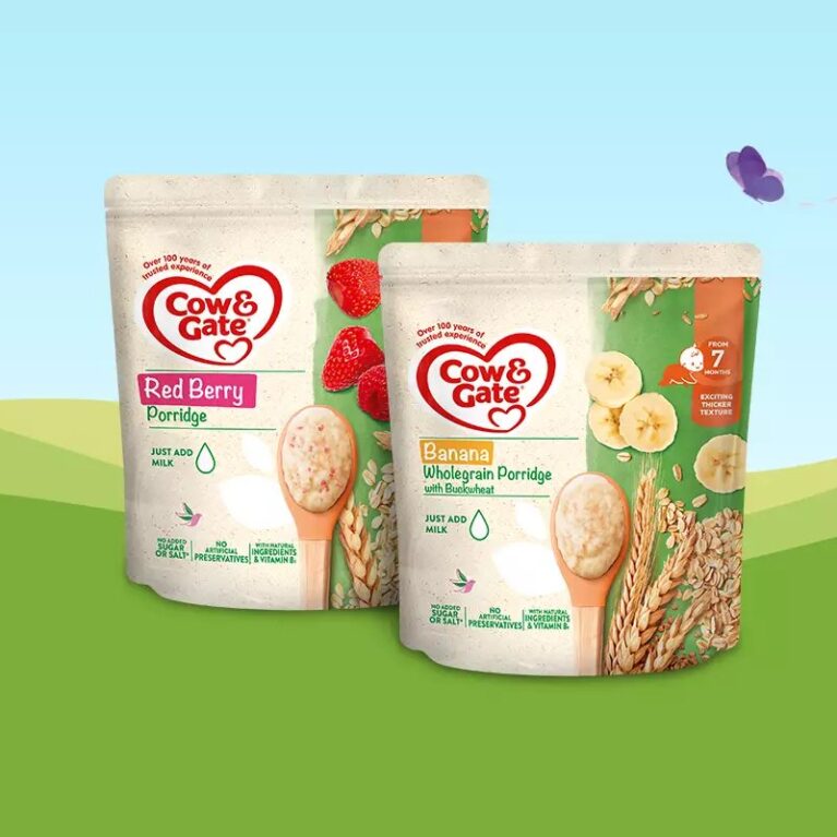 COW AND GATE 7M,RED BERRY PORRIDGE & BANANA PORRIDGE 5 IN 1