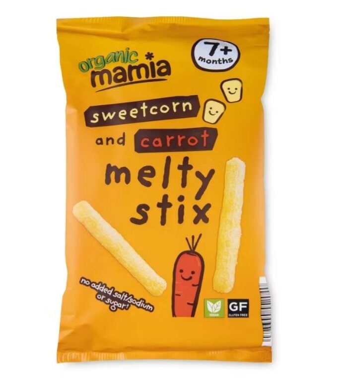 MAMIA ORGANIC SWEETCORN & CARROT MELTY STIX 7M