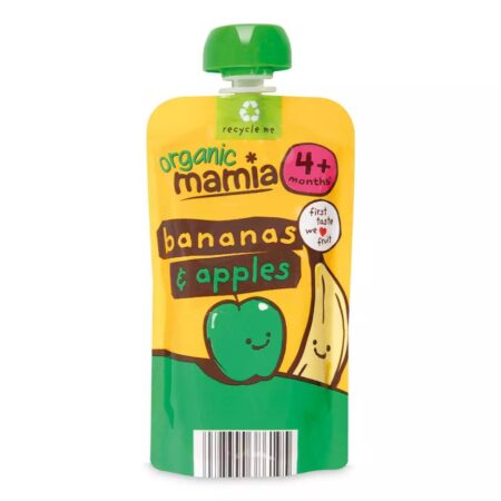 organic mamia banana and apple pouch 120g (4m+