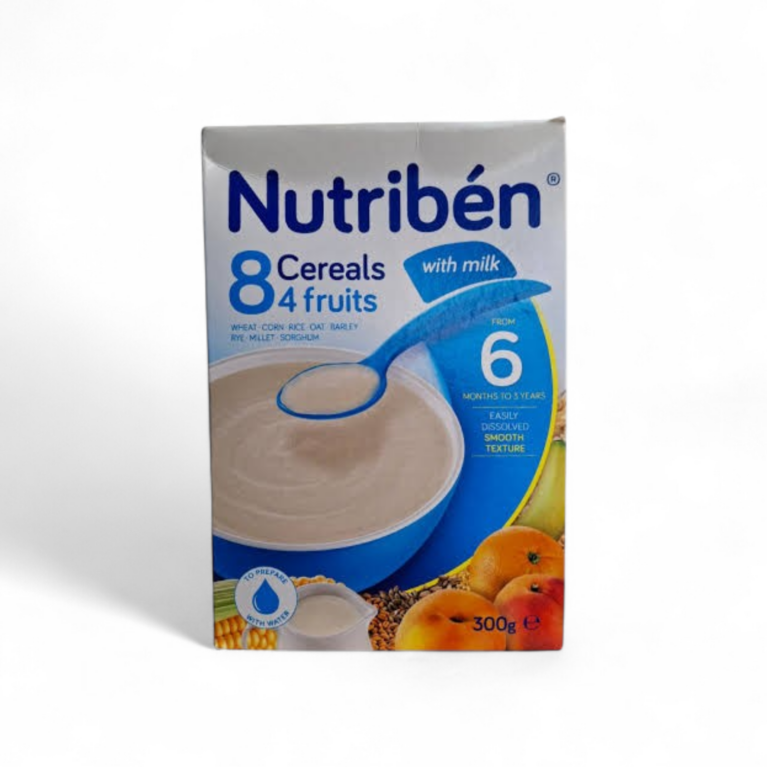 Nutriben 8 cereal & 4 fruits with milk from 6months-3years 300g smooth texture