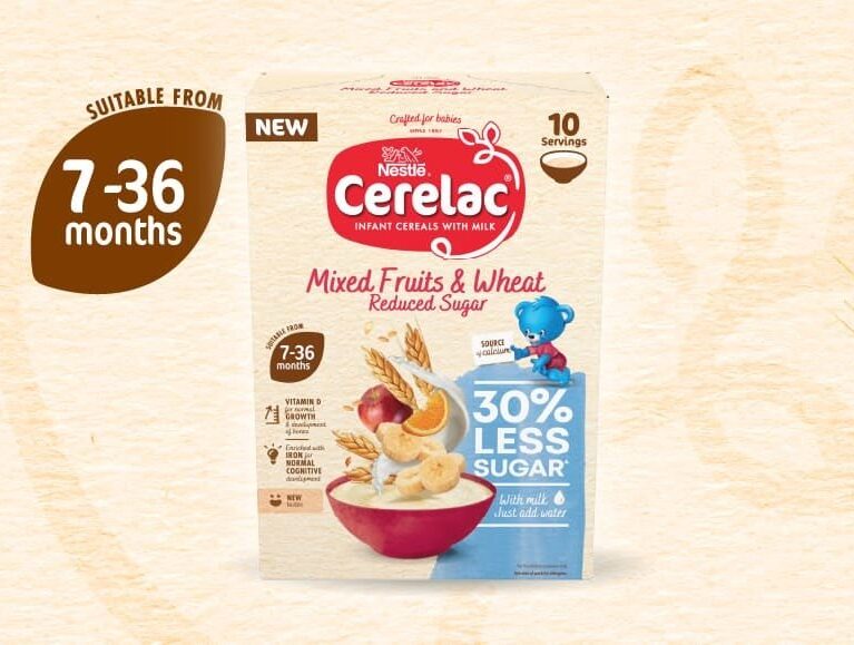CERELAC MIXED FRUITS AND WHEAT WITH  30% LESS SUGAR 7-36M