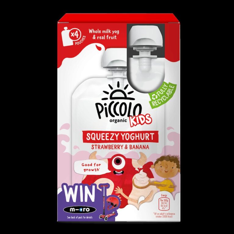 picolo squeezy yogort  strawbberry and banana yogort kids (3yrs)